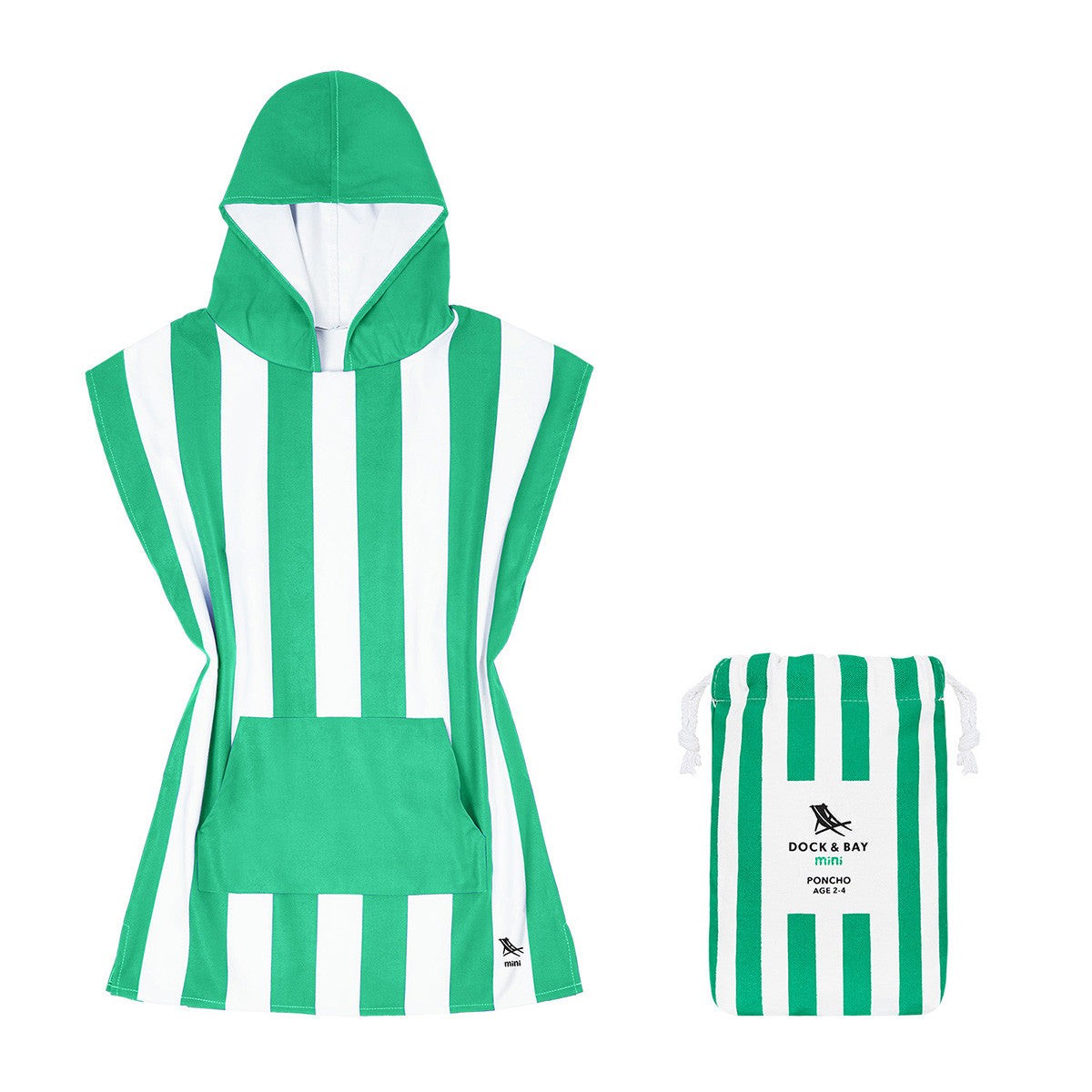Load image into Gallery viewer, DOCK & BAY Quick-dry Kids Poncho Hooded Towel 100% Recycled Mini Cabana - Cancun Green