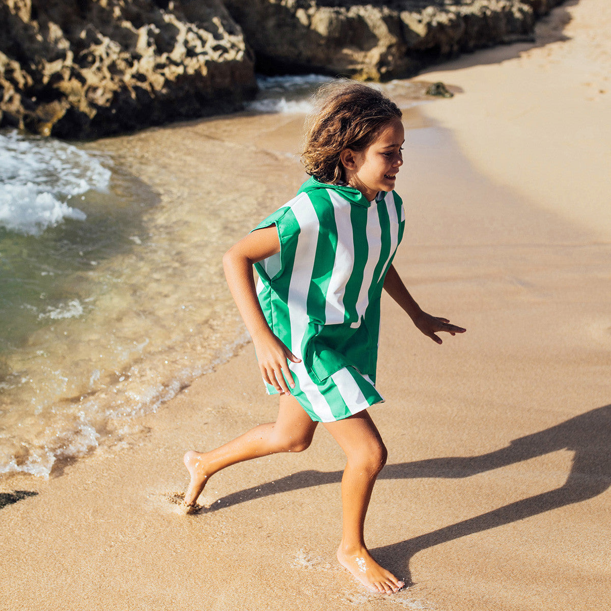 Load image into Gallery viewer, DOCK & BAY Quick-dry Kids Poncho Hooded Towel 100% Recycled Mini Cabana - Cancun Green