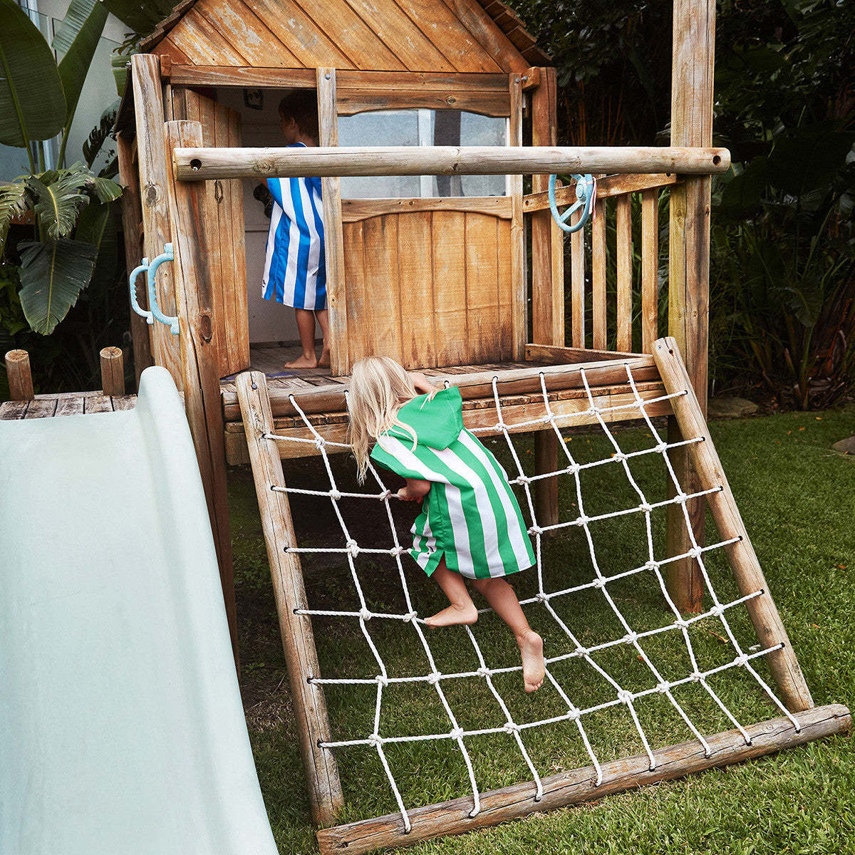 Load image into Gallery viewer, DOCK & BAY Quick-dry Kids Poncho Hooded Towel 100% Recycled Mini Cabana - Cancun Green