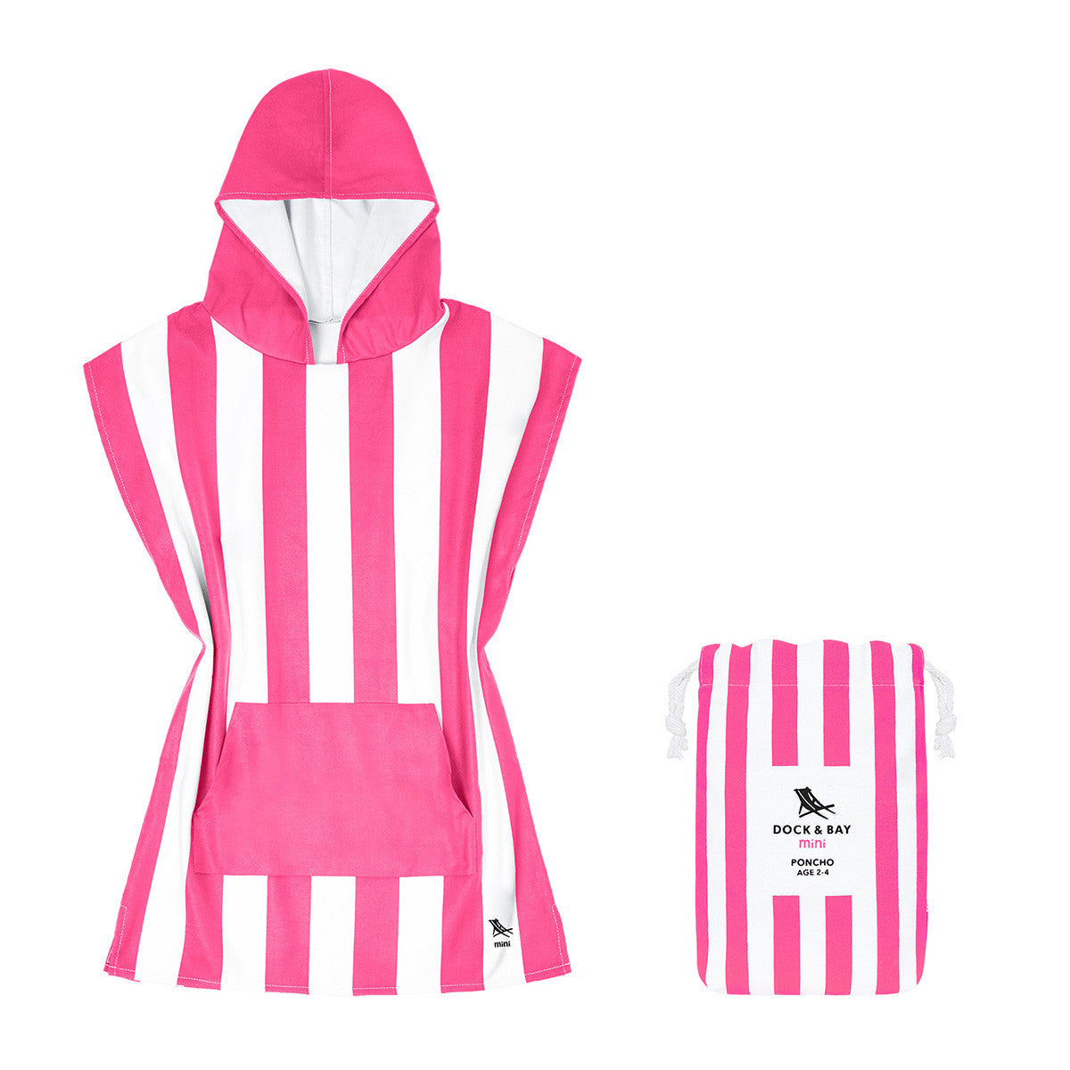 Load image into Gallery viewer, DOCK & BAY Quick-dry Kids Poncho Hooded Towel 100% Recycled Mini Cabana - Phi Phi Pink