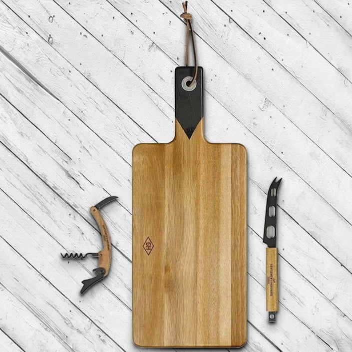 GENTLEMENS HARDWARE Cheese Board and Knife Set with Wine Opener
