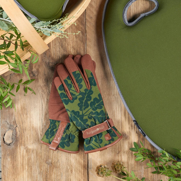 BURGON & BALL Love the Glove Gardening Gloves - Oak Leaf Moss M/L - Pair