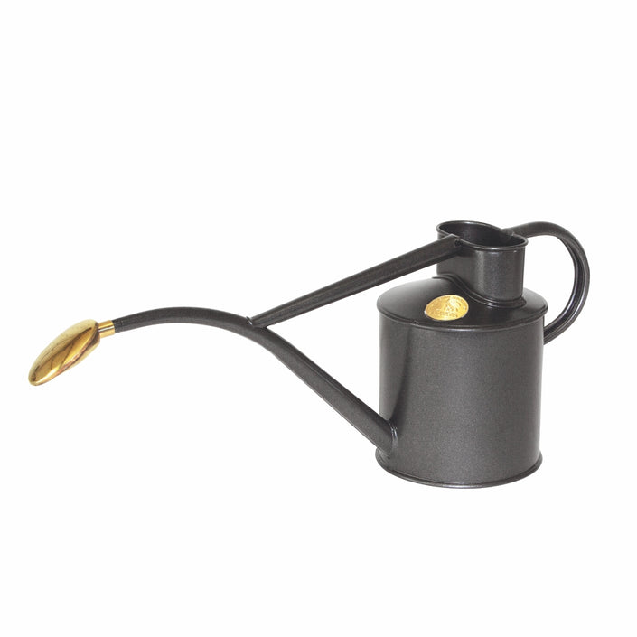HAWS Gift Boxed Metal Indoor Plant Watering Can 'The Rowley Ripple' 2 Pint (1 Litre) - Graphite