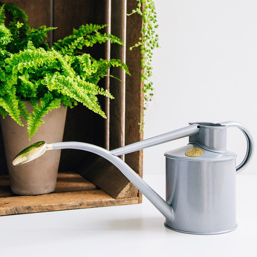 Load image into Gallery viewer, HAWS Gift Boxed Metal Indoor Plant Watering Can 'The Rowley Ripple' 2 Pint (1 Litre) - Titanium