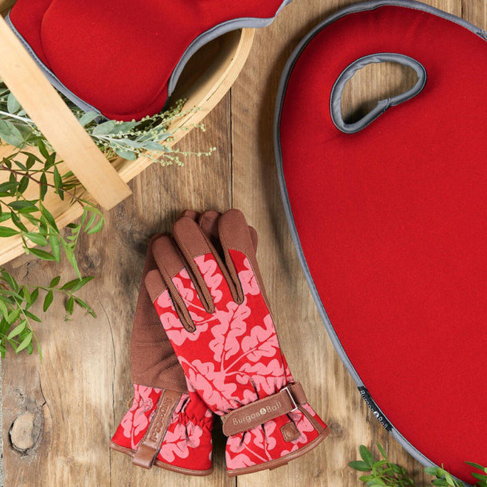 BURGON & BALL Love the Glove Gardening Gloves - Oak Leaf Poppy M/L - Pair