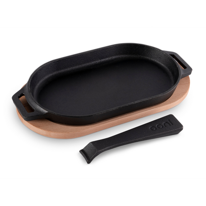 OONI Cast Iron SIZZLER Pan with Removable Handle & Thick Wooden Trivet **CLEARANCE**