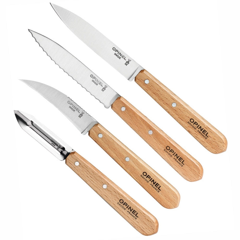 OPINEL Essentials 4 piece Kitchen / Knife Set - Beechwood (Natural)