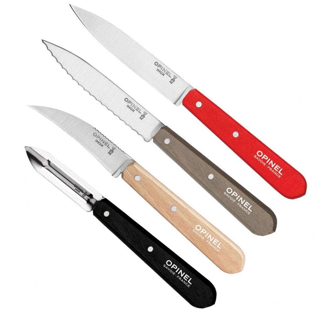 OPINEL Essentials 4 piece Kitchen / Knife Set - Red/Black (Loft)