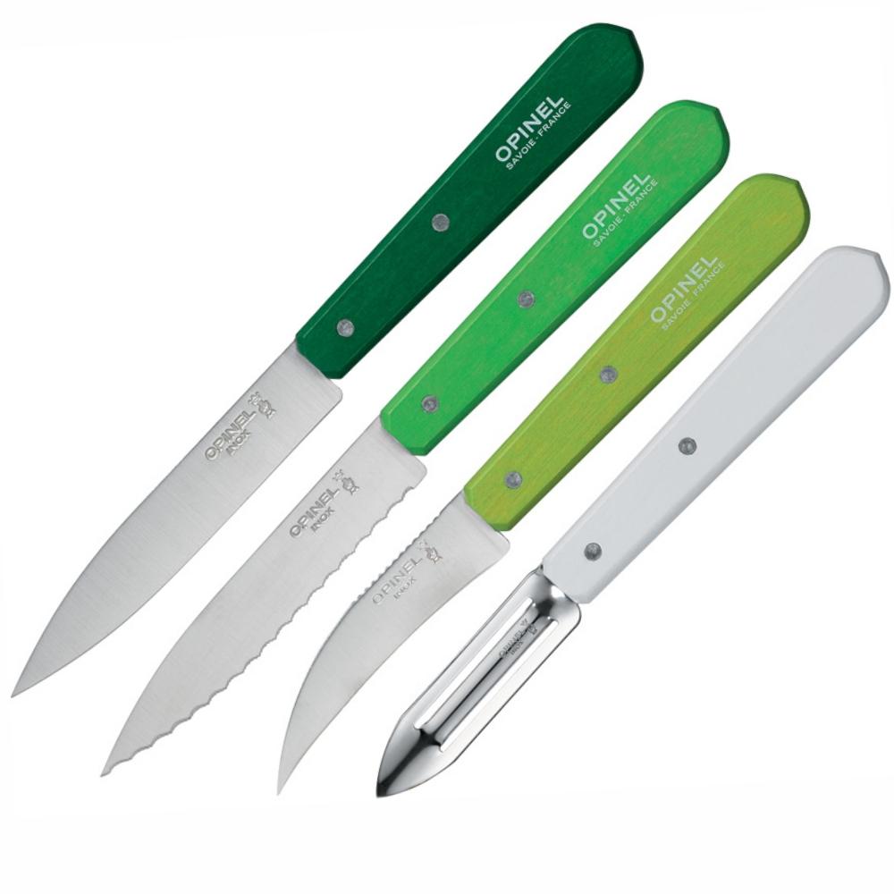 Load image into Gallery viewer, OPINEL Essentials 4 piece Kitchen / Knife Set - Spring Greens (Primavera)