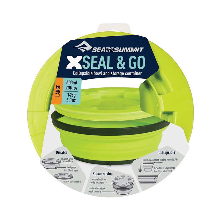 SEA TO SUMMIT X-SEAL & GO Collapsible Food Bowl with Airtight Lid Large 600ml - Lime