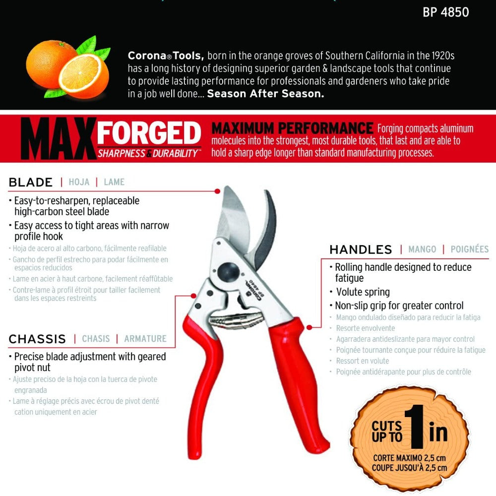Load image into Gallery viewer, CORONA Forged Aluminum Rolling Handle Bypass Pruner Secateurs - 1 inch capacity