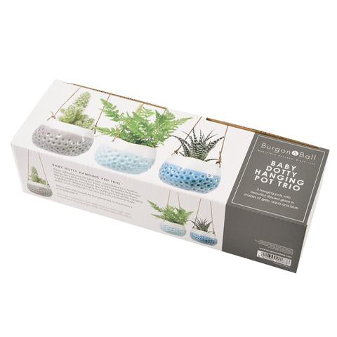 Load image into Gallery viewer, BURGON & BALL Hanging Plant Pot - 'Baby Dotty Trio'