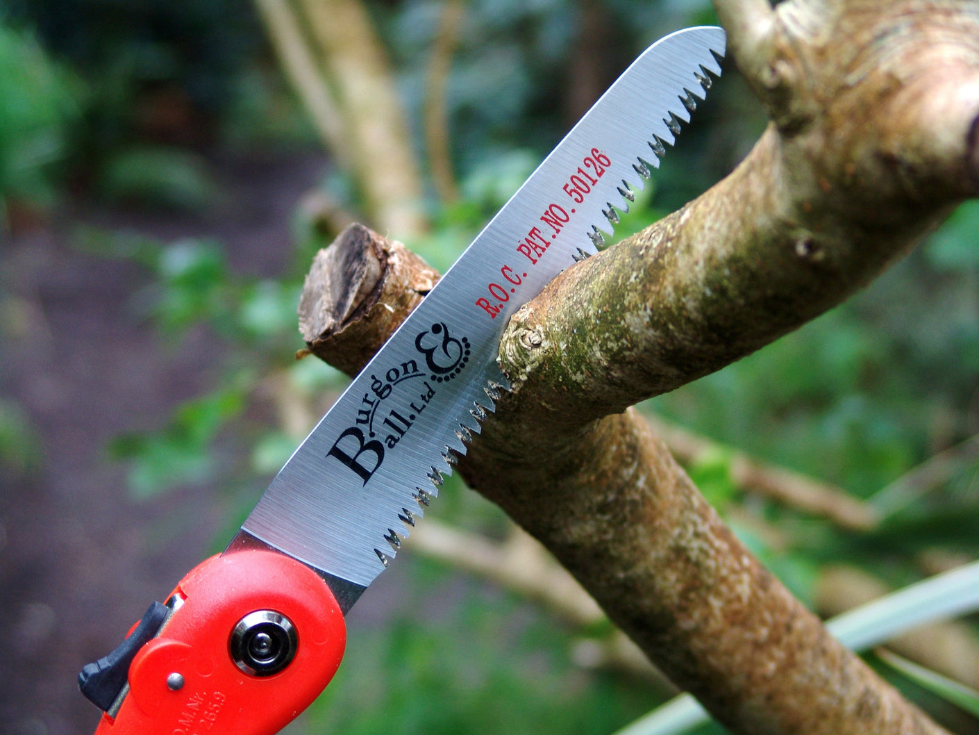 Load image into Gallery viewer, BURGON & BALL  |  Folding Pruning Saw - RHS Endorsed in action