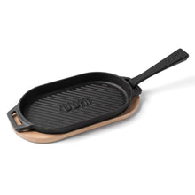 Load image into Gallery viewer, OONI Cast Iron GRIZZLER Griddle Pan with Removable Handle &amp; Thick Wooden Trivet **CLEARANCE**