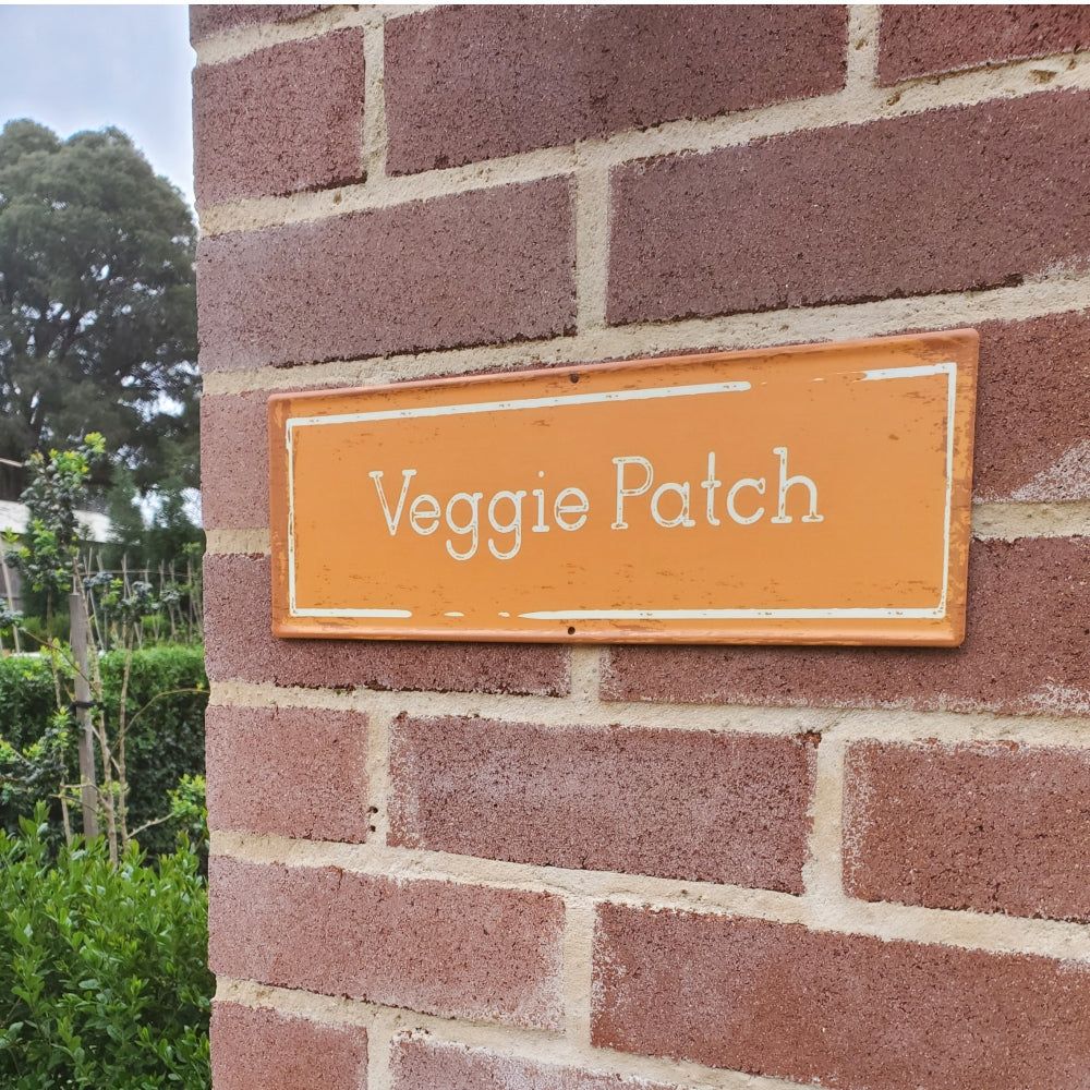 Load image into Gallery viewer, MARTHA'S VINEYARD Vintage Style Garden Sign - Veggie Patch - Orange