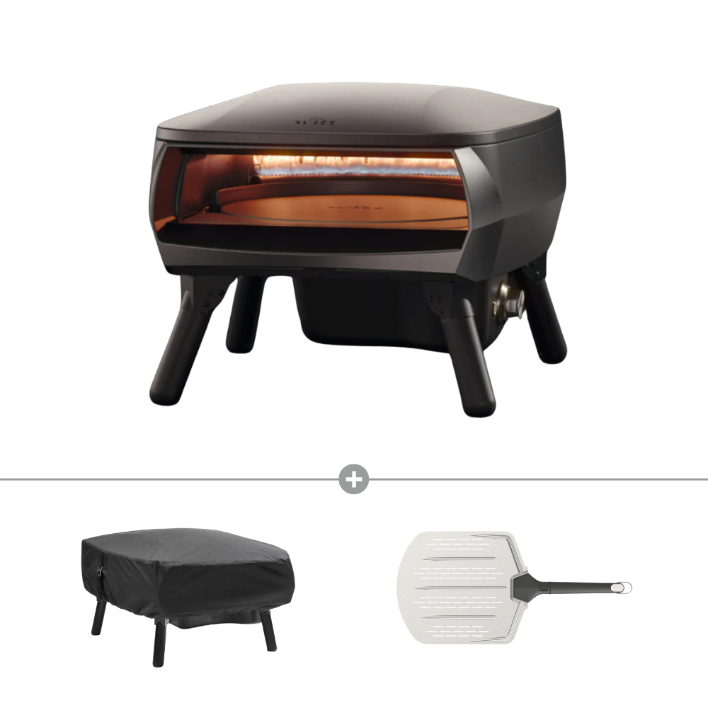 Load image into Gallery viewer, WITT Piccolo Rotante 13&quot; Gas Oven Starter Kit with 12&quot; Pizza Peel &amp; Cover - Black