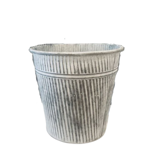 MARTHA'S VINEYARD Ribbed Planter Aged Zinc - Medium