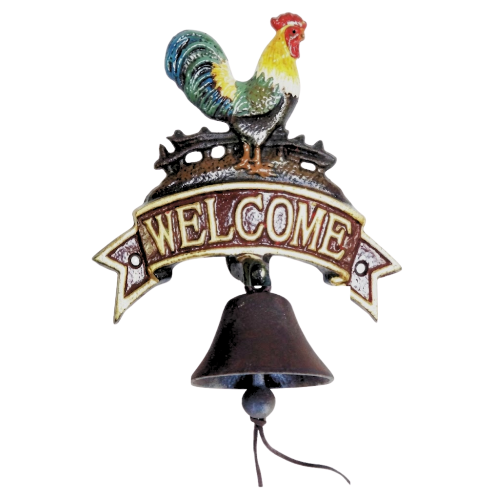 MARTHA’S VINEYARD Cast Iron Rooster Welcome Sign w/ Bell