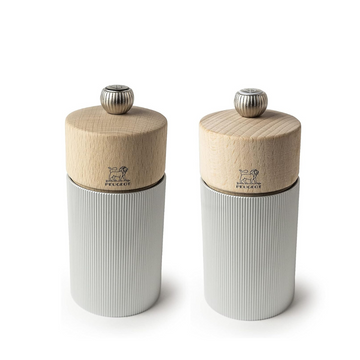 PEUGEOT Line Salt/Pepper Mill Set Aluminium & Natural Wood - 12cm