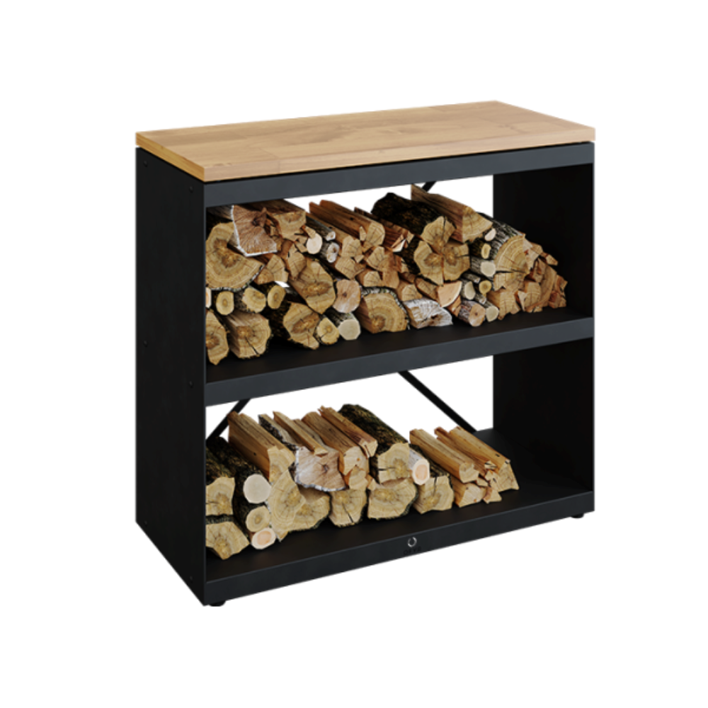 OFYR Wood Storage Dressoir w/ Teak Wood Tabletop - Black