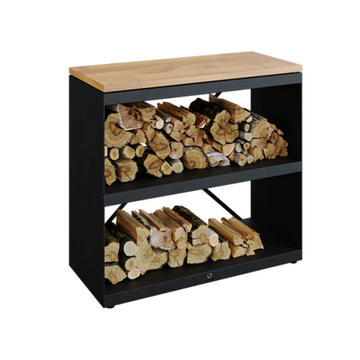 OFYR Wood Storage Dressoir w/ Teak Wood Tabletop - Black **Limited Stock**
