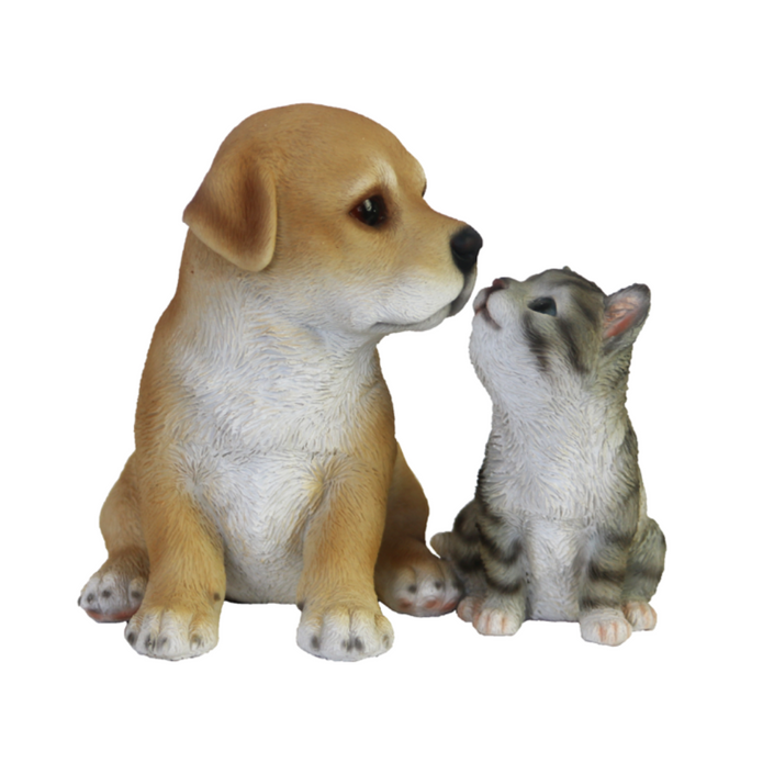 ESSCHERT DESIGN Labrador Pup & Kitten Statue