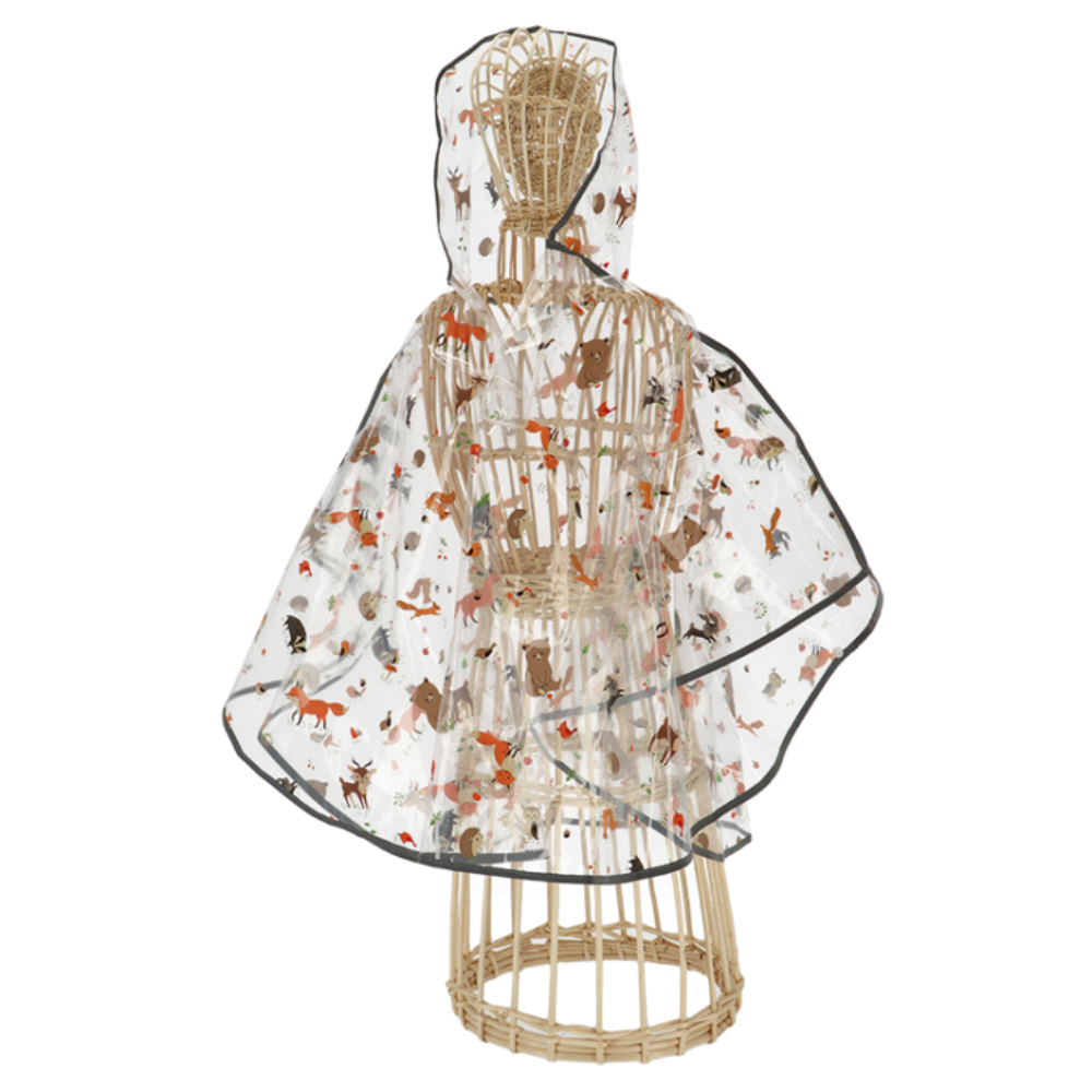 ESSCHERT DESIGN Transparent Children's Poncho - Forest Animals