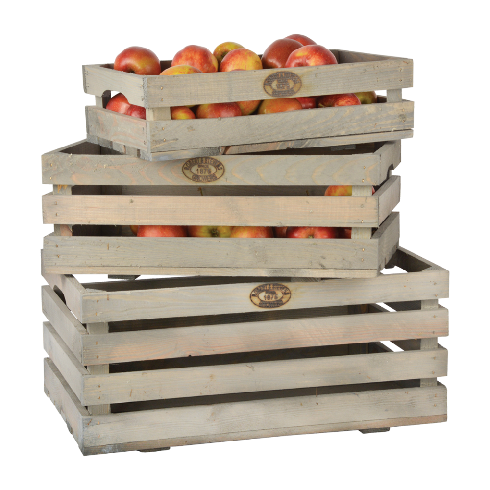 ESSCHERT DESIGN Wooden Fruit Crates - Set of 3