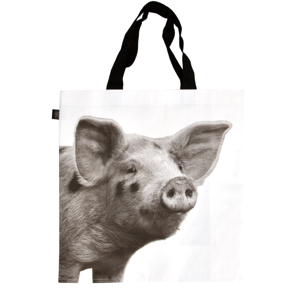 Load image into Gallery viewer, ESSCHERT DESIGN Large Monochrome Shopping Bag - Pig