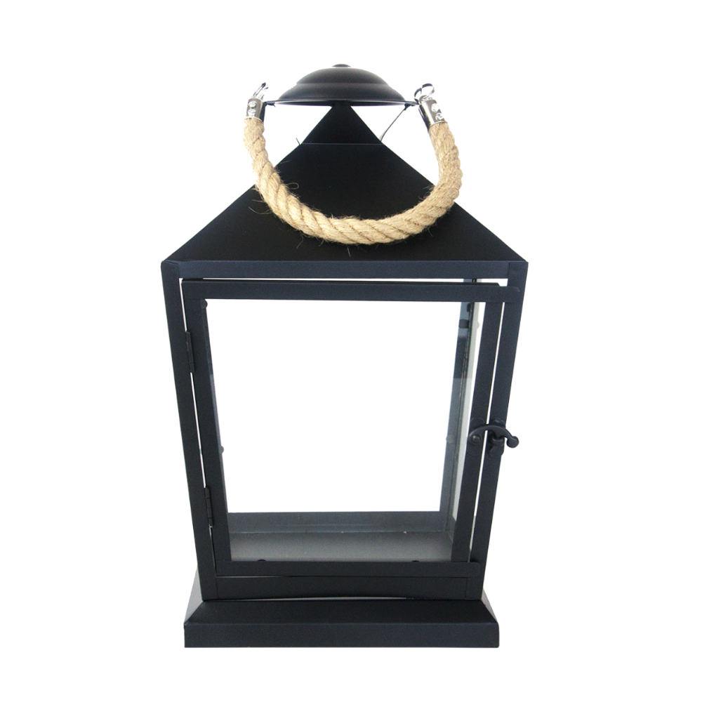 ESSCHERT DESIGN Black Lantern w/ Hanging Rope - Small