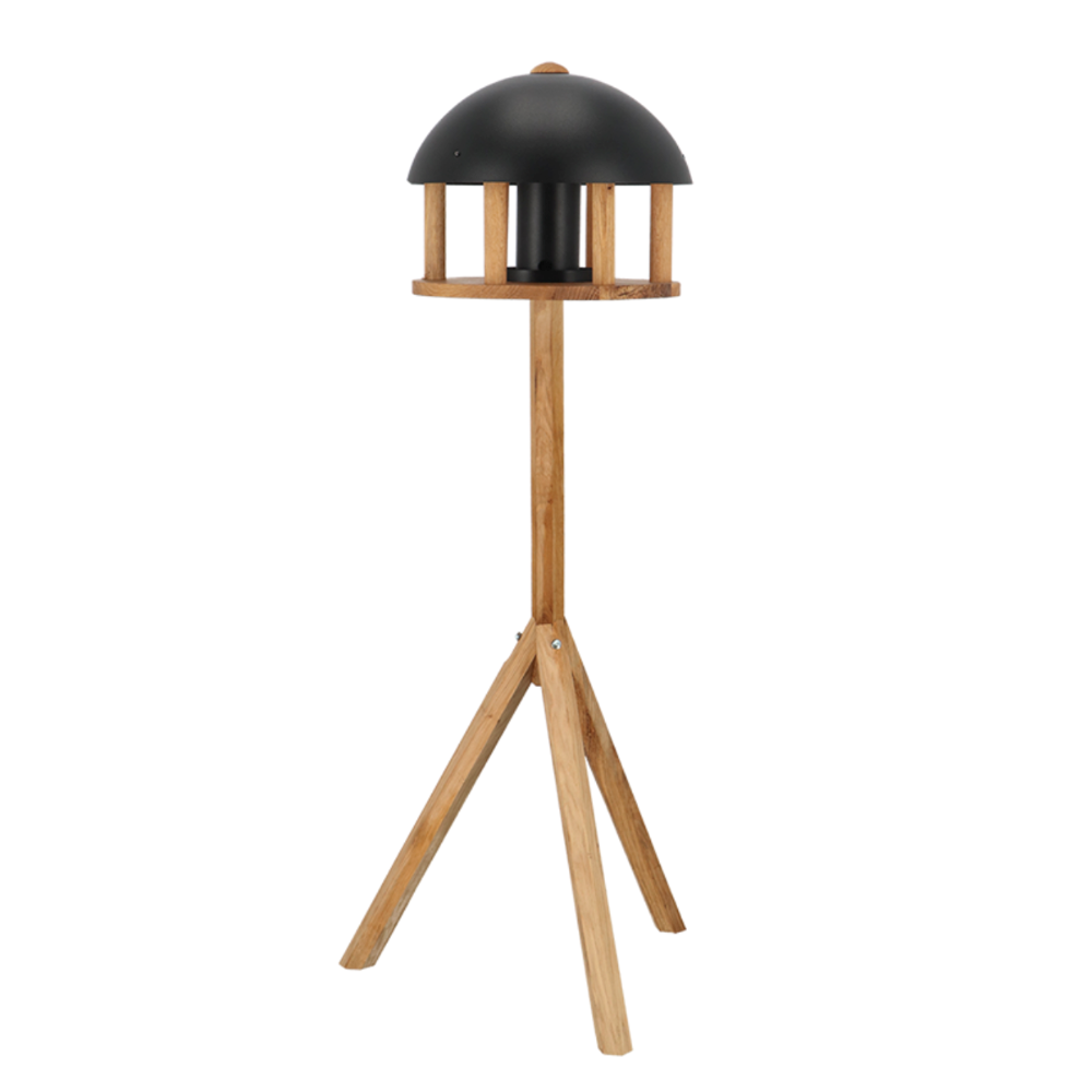 Load image into Gallery viewer, ESSCHERT DESIGN Freestanding Black &amp; Oak Bird Feeder - Round