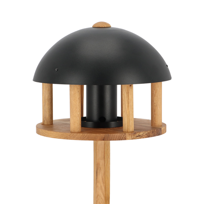 ESSCHERT DESIGN Freestanding Black & Oak Bird Feeder - Round