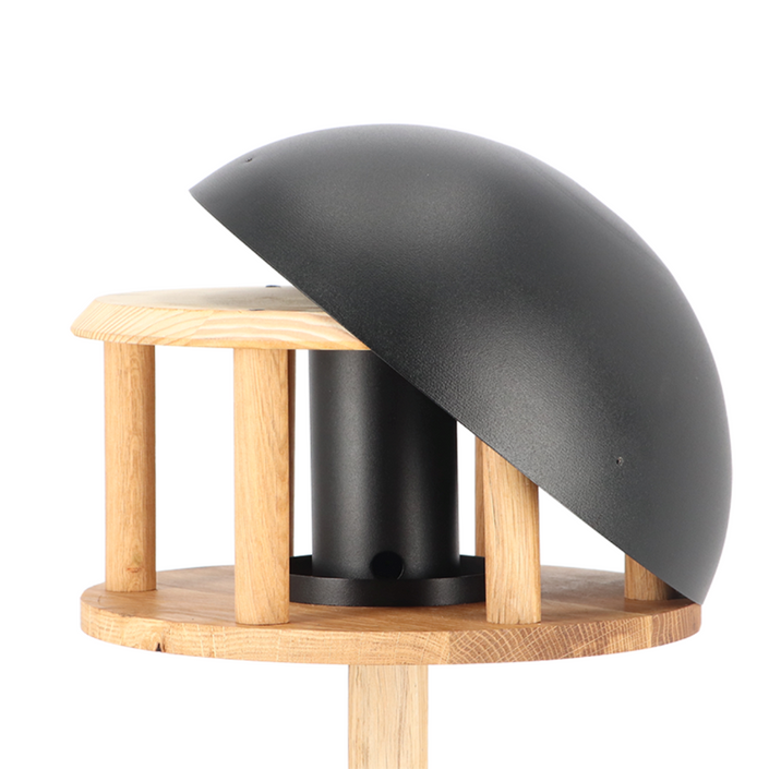 ESSCHERT DESIGN Freestanding Black & Oak Bird Feeder - Round