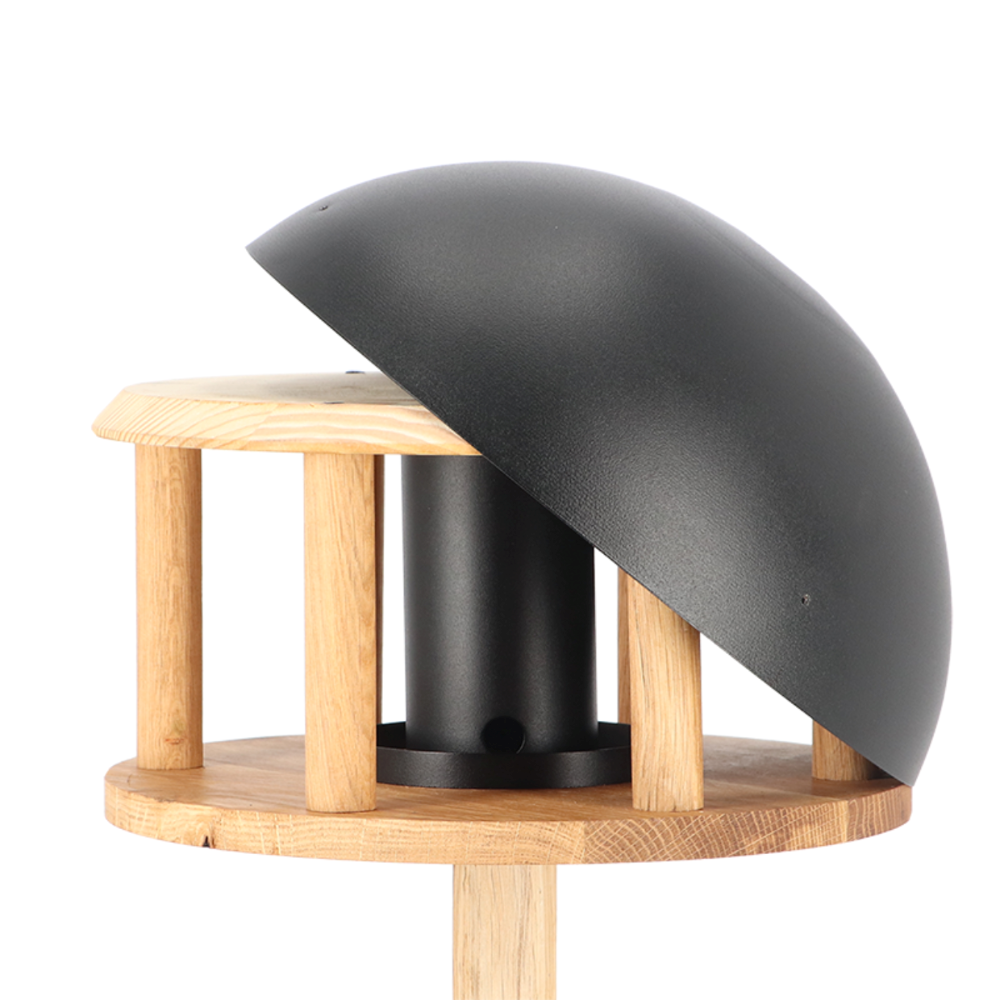 Load image into Gallery viewer, ESSCHERT DESIGN Freestanding Black &amp; Oak Bird Feeder - Round