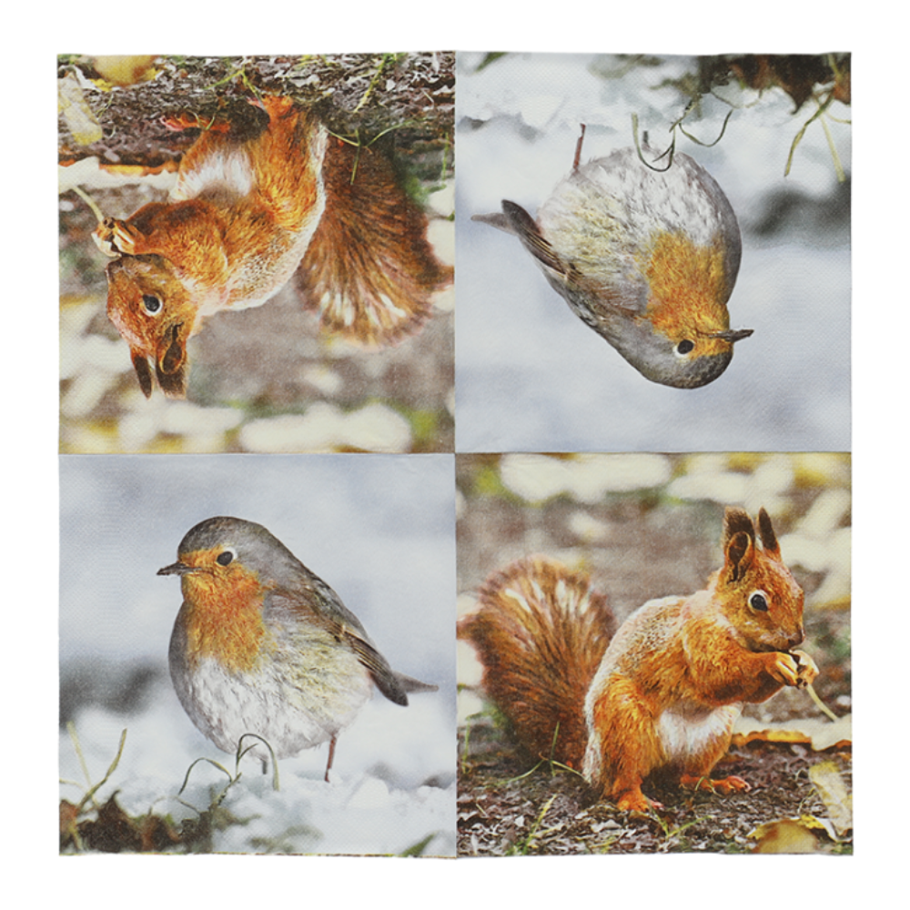 ESSCHERT DESIGN Paper Napkins 20pk - Robin/Squirrel