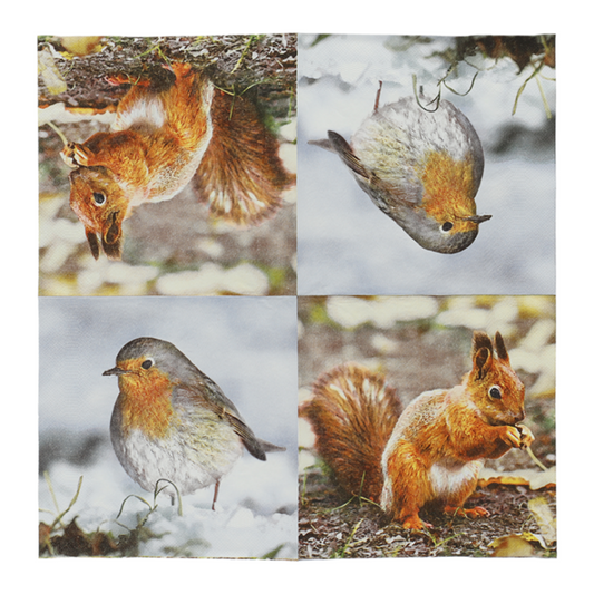 ESSCHERT DESIGN Paper Napkins Large 20pk - Robin/Squirrel