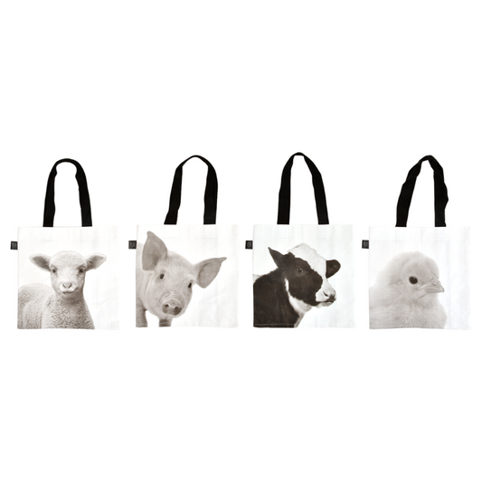 ESSCHERT DESIGN Small Monochrome Shopping Bag Animals - Set of 4
