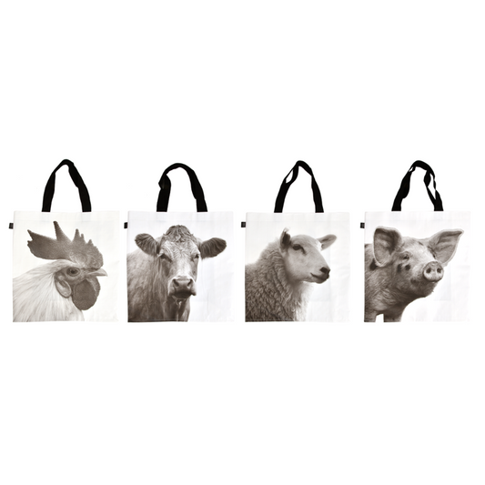 ESSCHERT DESIGN Large Monochrome Shopping Bag Animals - Set of 4