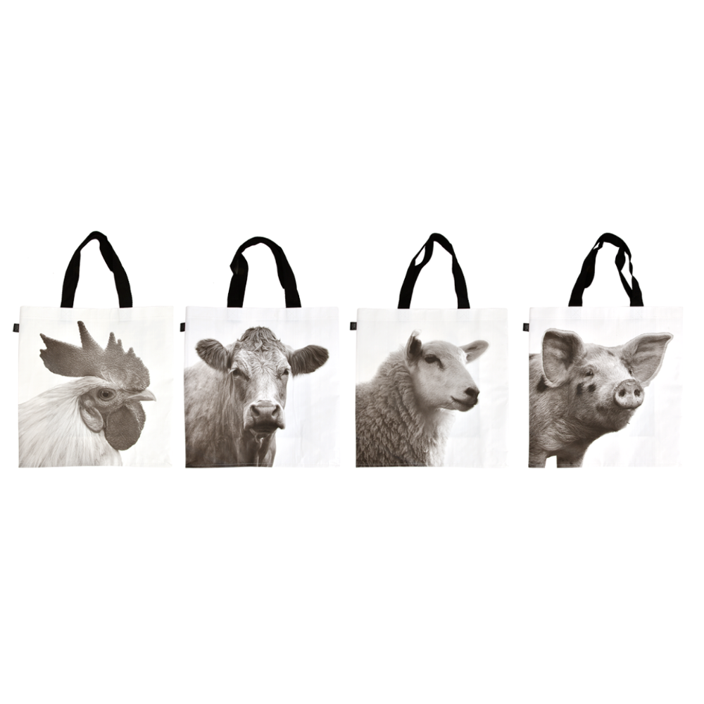 Load image into Gallery viewer, ESSCHERT DESIGN Large Monochrome Shopping Bag Animals - Set of 4