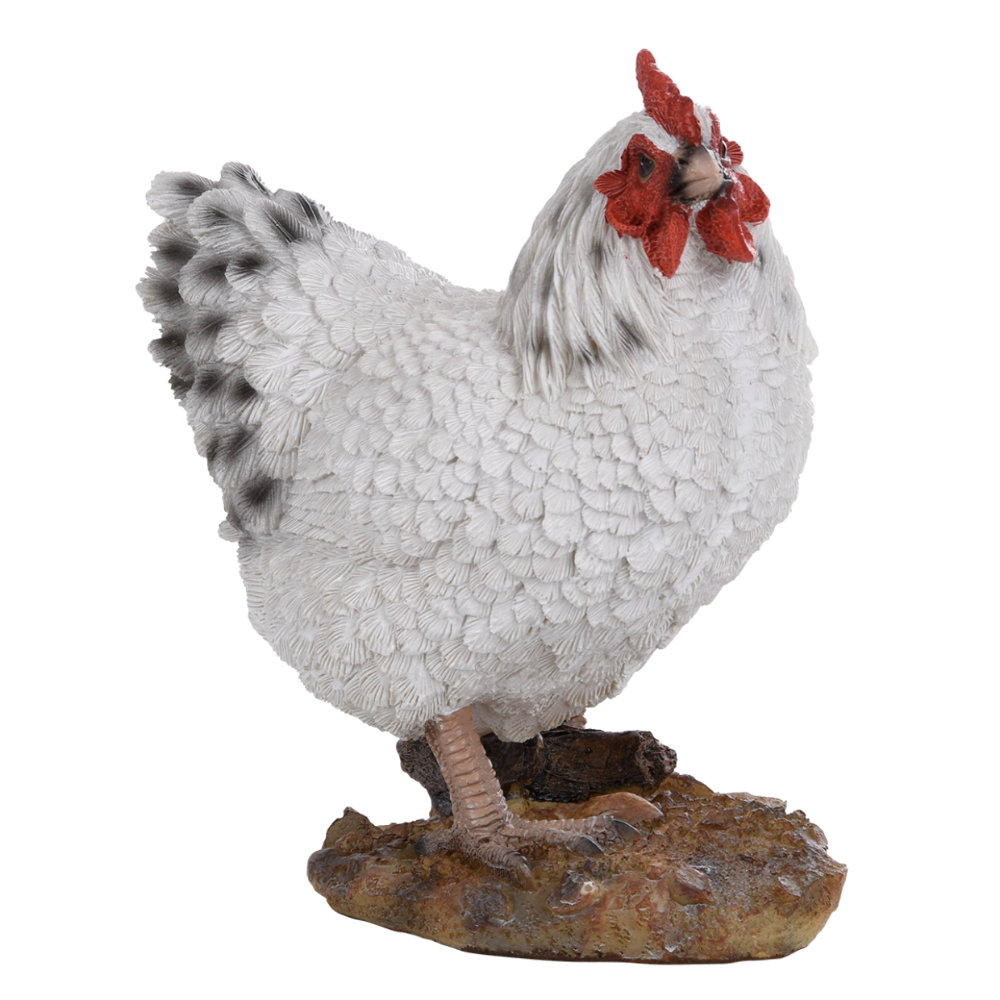 ESSCHERT DESIGN Standing Hen Statue - White