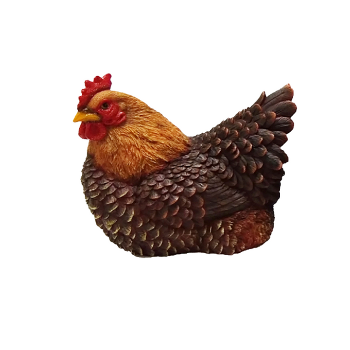ESSCHERT DESIGN Lying Hen Statue - Brown