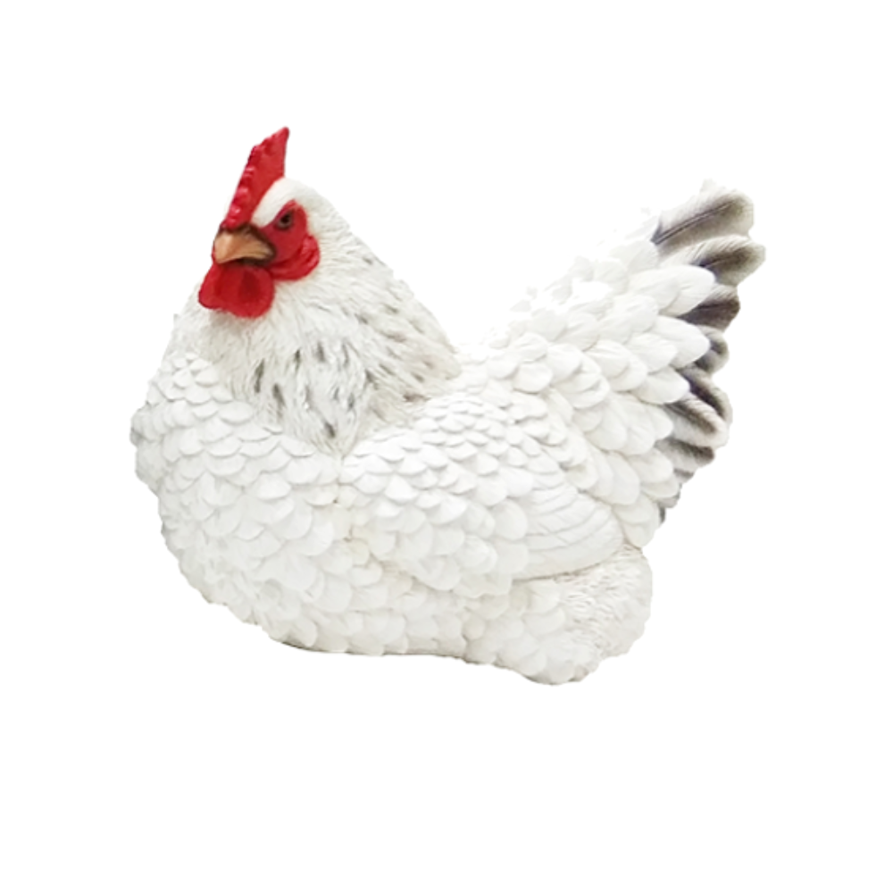 ESSCHERT DESIGN Lying Hen Statue - White