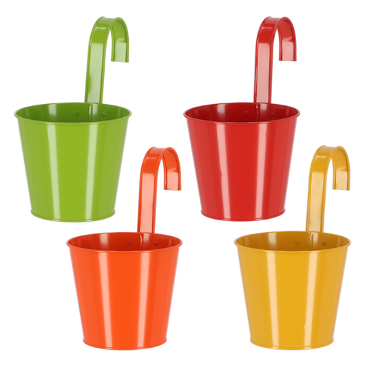 ESSCHERT DESIGN 'Nature Shades' Flowerpot & Hook - Set of 4