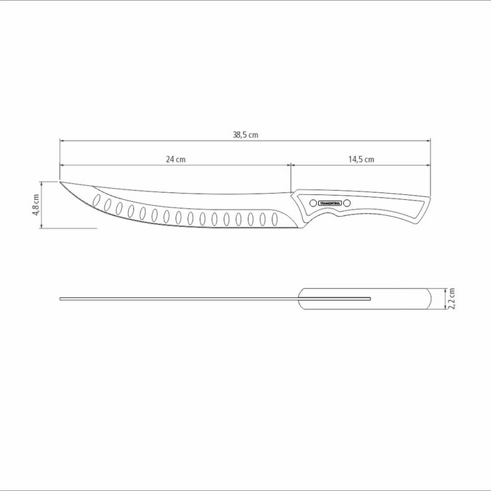 TRAMONTINA CHURRASCO Black Butcher Knife 10"