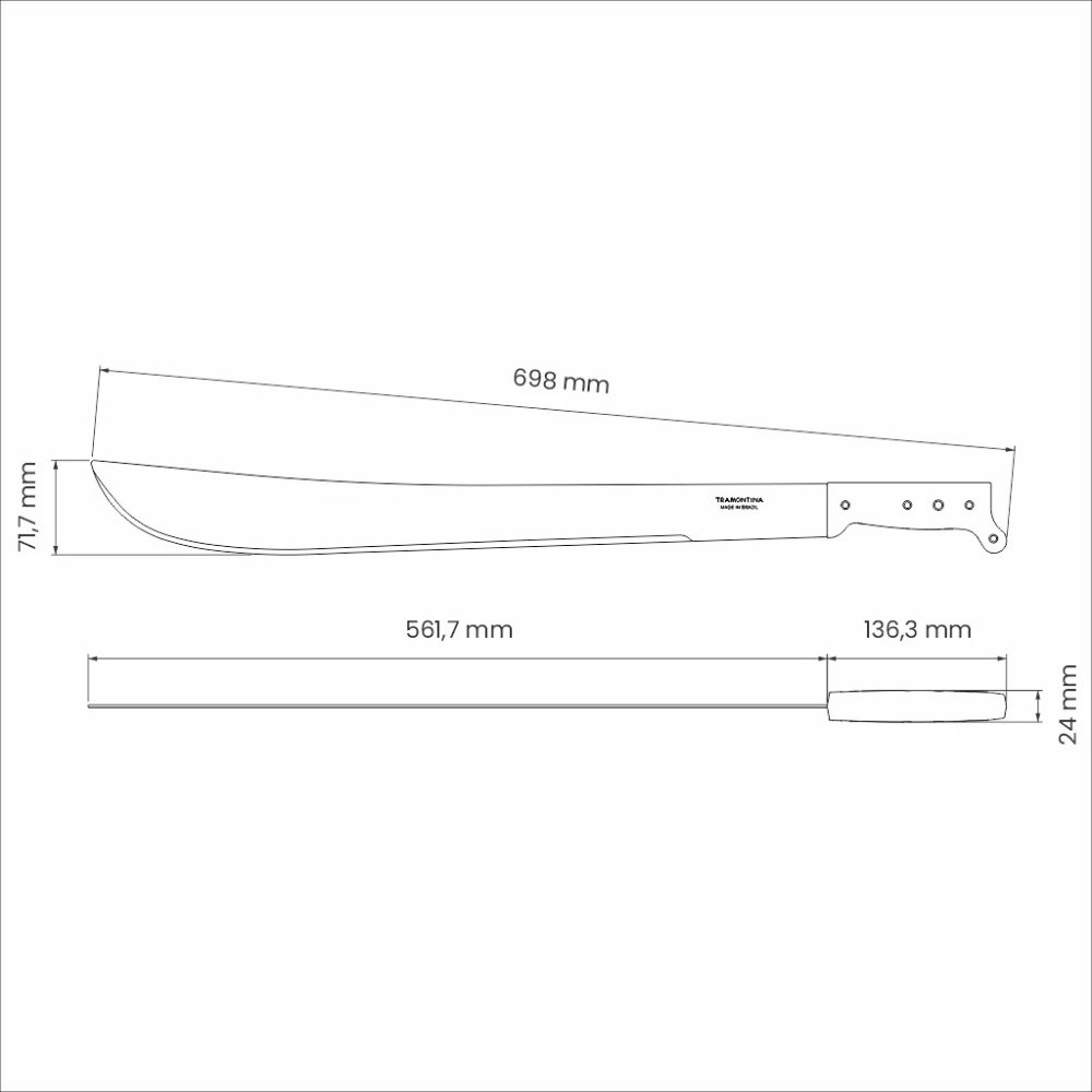 Load image into Gallery viewer, TRAMONTINA Machete with Carbon Steel Blade and Black Polypropylene Handle - 550mm / 22&quot;