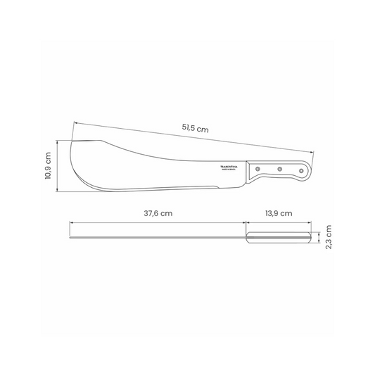 TRAMONTINA Bolo Machete with Carbon Steel Blade and Wood Handle - 380mm / 15"