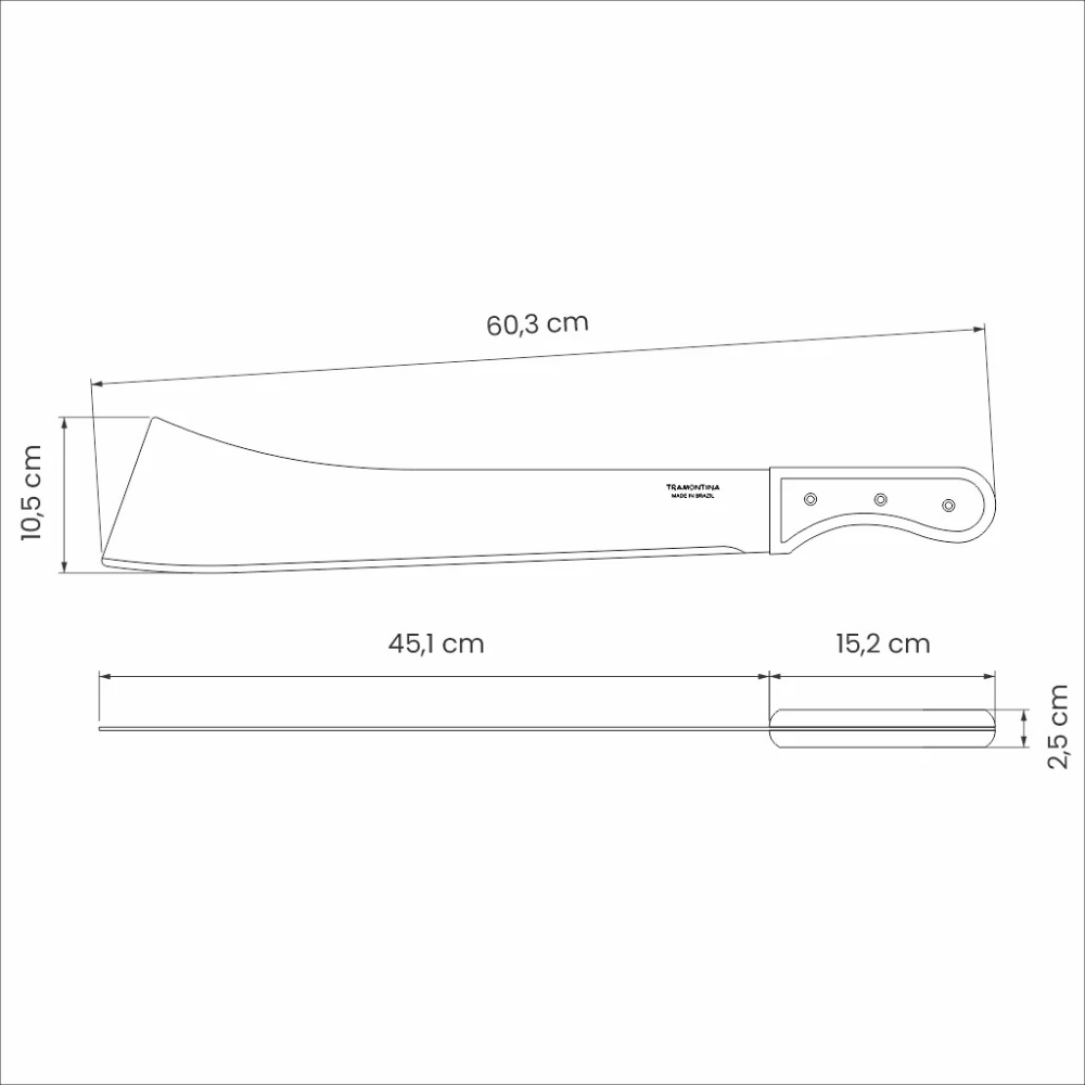 Load image into Gallery viewer, TRAMONTINA Machete with Carbon Steel Blade and Wood Handle - 450mm / 18&quot;