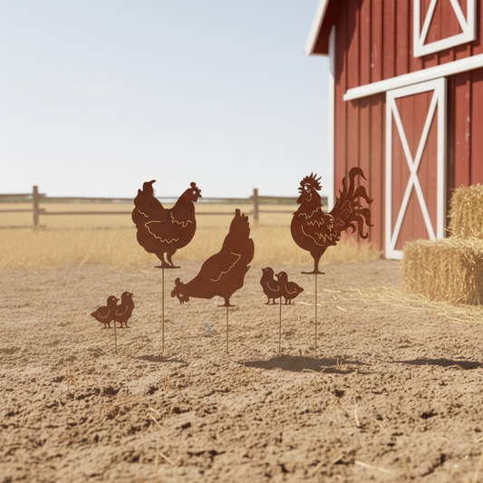 MARTHA'S VINEYARD Chicken Silhouette Rust - Set of 4