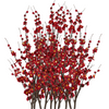 Artificial red floral branch on a white background