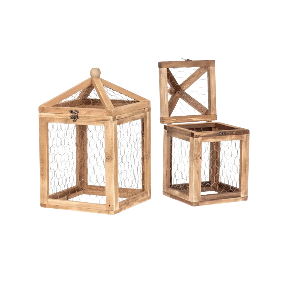 Load image into Gallery viewer, MARTHA&#39;S VINEYARD 30cm Wooden Cloche Natural S/2